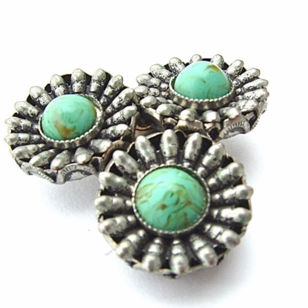 Faux Turquoise Brooch Vintage Dress Clip